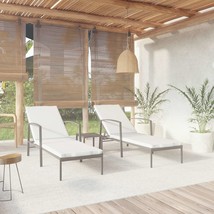  Sun Lounger With Table Set of 3 Black loungers, Cream white cushions - $7,657.55 MXN