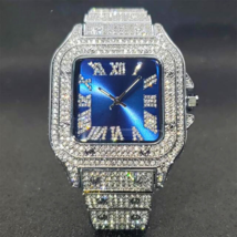 Square Ice Out Diamond Watch | Sunburst Dial | Waterproof Quartz Timepiece - £69.98 GBP