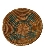 Vintage Small Orange and Green Round Tribal Decorative Basket Bowl 6&quot; Fo... - £19.12 GBP