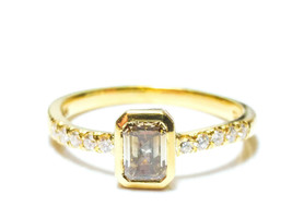 0.70ct Fancy Gray Diamond Engagement Ring G SI1 18K VS2 All Natural Emerald Cut - £1,519.74 GBP