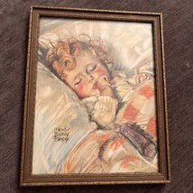 1923 Maud Tousey Fangel &quot;In The Land Of The Sandman&quot; Framed Litho Sleeping Angel - £76.22 GBP