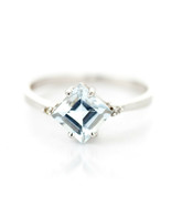 1.77 Carat 14k White Gold Ring w/ Natural Aquamarine Gemstone &amp; Diamond ... - $417.29