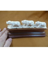 hippo-17) STATUE three Hippos shed ANTLER figurine Bali detailed love hippo - €113,25 EUR