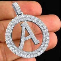 14k White Gold Plated 2.50Ct Round Cut Lab-Created Diamond Alphabet &quot;A&quot; Pendant - £149.87 GBP
