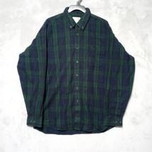 LL Bean Mens Shirt Large Green Blue Scotch Plaid Long Sleeve Button Up Outdoors - £23.84 GBP