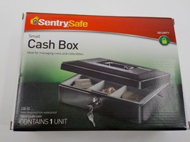 SENTRY SAFE SMALL METAL CASH BOX W/ KEYS 10&quot; X 7&quot; X 3&quot; REMOVEABLE MONEY ... - £19.65 GBP