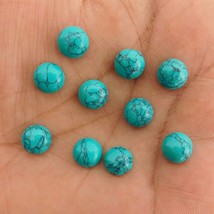 12x12 mm Round Lab Created Blue Turquoise Cabochon Loose Gemstone Lot 100 pcs - £32.51 GBP