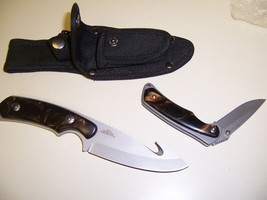 2 NEW TIMBERWOLF FOLDINGS KNIVES IN A SHEATH TORTOISHELL LOOK HANDLES NO... - $23.09