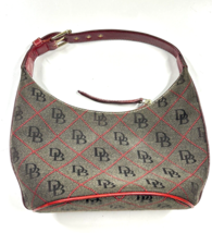 Dooney &amp; Bourke Small Brown/Red Monogram Canvas Handbag Purse - £29.13 GBP