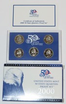 2000 Fifty State Quarters Five Coin Proof Set &amp; US Mint COA - £11.75 GBP