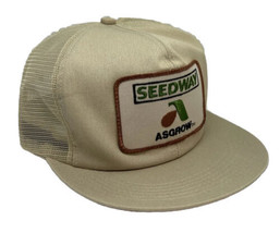Vintage Seedway Asgrow Hat Cap Snap Back Beige Mesh Trucker Patch K Products AG - £19.70 GBP