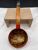 Russian Wooden Spoon Hand Painted Lacquer Black Red &amp; Gold Decorative Spoon - $7.85
