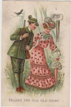 Telling the Old Old Story Postcard 1910 Hunter Woman Romantic Couple Kansas City - £2.34 GBP