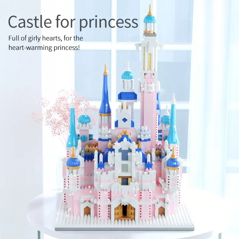 2022 New Creative Girls&#39; Dream Castle Building Block Model Small Particl - £123.09 GBP