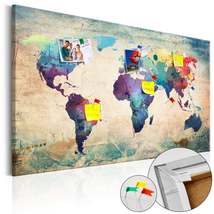 World Map Cork Pin Board - Artistic Watercolor World Map - £88.46 GBP+