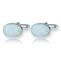 1.50Ct Oval cut Fire opal Men&#39;s Cufflink for Wedding in 14K White Gold Over 925 - £53.94 GBP