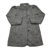 Casual Coat Womens Gray Long Sleeve Chain Turtle Neck Button Boucle Jacket - £13.85 GBP