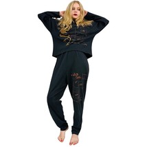 Vtg 70s Wild Girl Graphic Black Sweat Shirt + High Waist Pant Set 100% C... - $297.00
