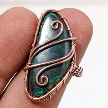 Malachite Gemstone Handmade Fashion Copper Wire Wrap Ring Jewelry 8&quot; SA 534 - £5.12 GBP