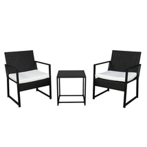 New Patio Bistro Set 3 Pieces Outdoor Wicker Chair Patio Rattan Furnitur... - £124.69 GBP
