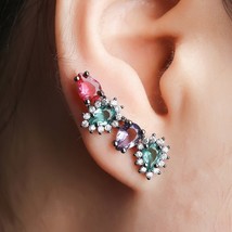 2021 White Black Copper Colorful AAA Cubic Zirconia Stud Earrings Fashion Jewelr - £14.56 GBP