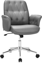 Generic Pu Leather, Height Adjustable Armchair With Universal Wheels,, Grey. - £194.96 GBP