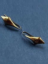 Small Monet Signed Goldtone Stretched Trapezoid Dangle Earrings for Pierced Ears - $13.09