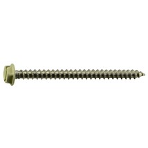 #10 x 2-1/2&quot; Beige 18-8 Stainless Hex Head Sheet Metal Screws (10 pcs.) - £13.35 GBP