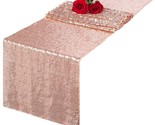 Rose Gold Glitter Sequin Table Runner 12X72 Inch For Sparkling Your Part... - $12.99
