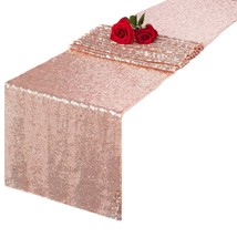 Rose Gold Glitter Sequin Table Runner 12X72 Inch For Sparkling Your Part... - $12.99