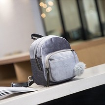 Women Backpa Velvet Backpack Veludo Schoolbag Zipper With Pompom Fashion Casual  - £14.77 GBP
