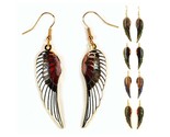 ANGEL WING EARRINGS Gold Plated Cloisonne Enamel Dangle White Red Blue G... - $7.95