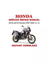 2016-2019 Honda CRF1000 A | D | African Twin Service Repair Manual - $22.53 CAD