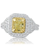 2.39 Carat Cushion Natural Light Yellow Diamond Engagement Ring 18k Whit... - $82,097.01 MXN
