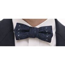 VTG 1940s Wembley Clip On Bow Tie Blue Rayon Atomic Swing Formal - $24.95