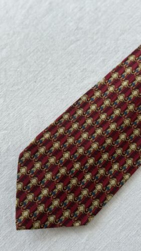 Valentino Men’s Silk Necktie Red Gold &amp; Blue Baroque Design Made In Italy - $19.77