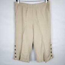 Zac&amp;Rachel Wide Leg Pull On Linen Blend Lagenlook Crop Pants Women&#39;s Siz... - $23.12 CAD