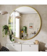 BEAUTYPEAK CIRCLE MIRROR 24 INCH WALL MOUNTED ROUND BRUSHED FRAME - GOLD - $818.10 MXN