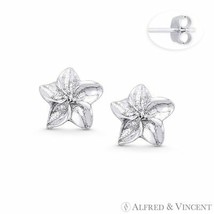 Orchid 5-Petal Flower Charm Stud Earrings in Oxidized Solid .925 Sterling Silver - $17.99