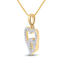 10K Yellow Gold Round Diamond Double Heart Pendant 1/10 Cttw - £126.38 GBP