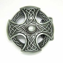 Round Celtic Cross Knot Belt Buckle Vintage Retro Keltic Germanic Belt Buc - £27.69 GBP
