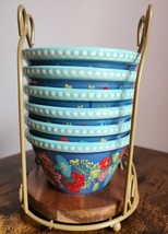 Pioneer Woman ~ 7-Piece Set ~ FANCY FLOURISH ~ 6-Ramekin Cups &amp; 1-Caddy (6) - $105.06 CAD