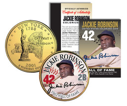 Jackie Robinson * Hall Of Fame * Legends Colorized Ny Quarter Gold Plated Coin - £6.84 GBP