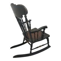 Antique Wooden Rocking Chair w/ Leather Seat Nursery Child Small Adult image 2