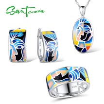 Jewelry Set For Woman Genuine 925 Sterling Silver Face Ring Earrings Pendant Chi - £113.63 GBP