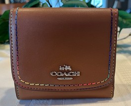 Coach 52913 Rainbow Stitch Small Wallet Clutch Saddle Brown NWT READ - $97.00