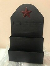 Mail Organizer with hooks in Black metal image 2