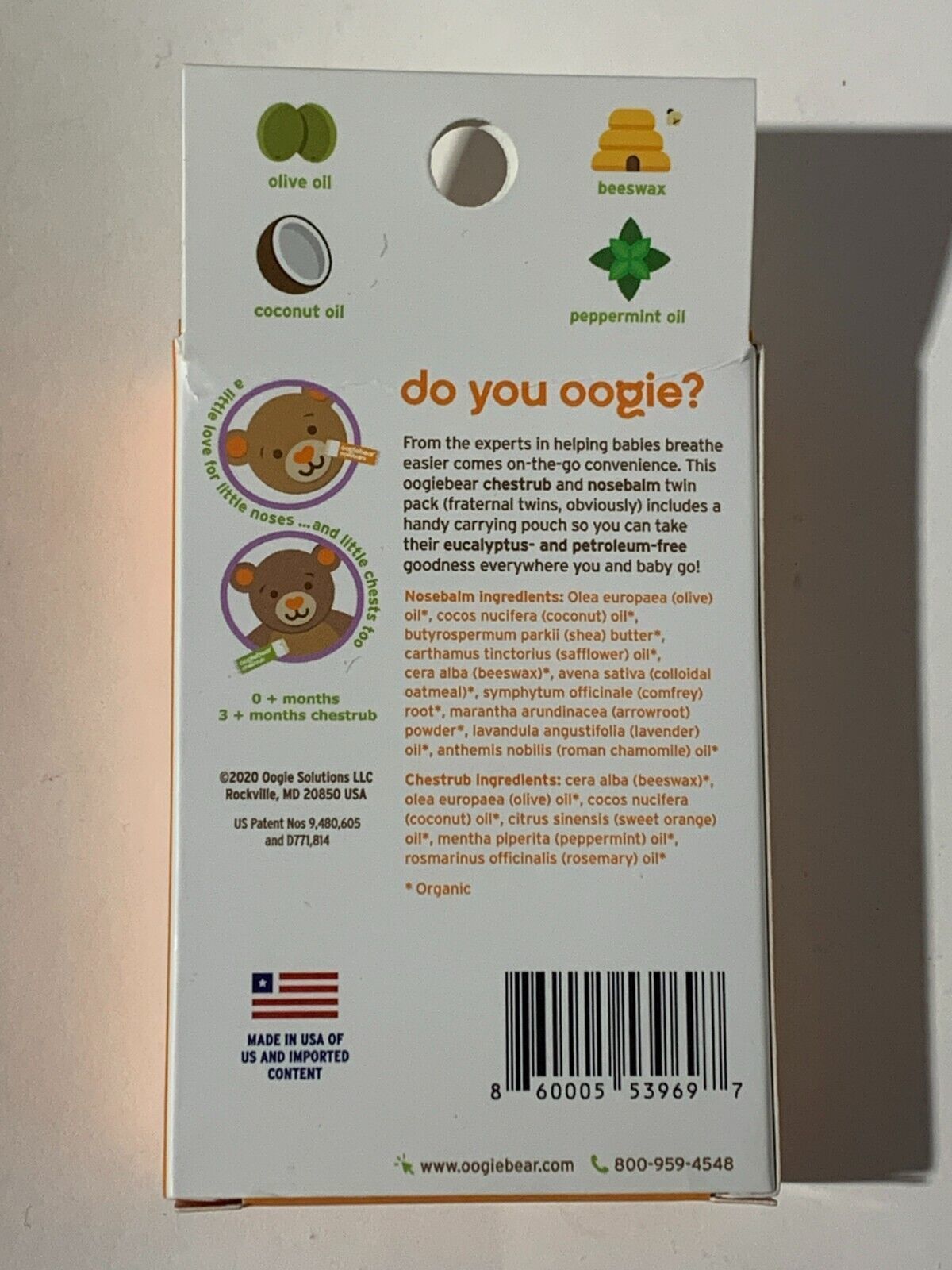 Oogiebear Baby Balm Set with Nosebalm and Chestrub - Best By 10/23 - $8.99