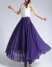 Purple Long Chiffon Skirt Women Plus Size Chiffon Skirt Wedding Chiffon Skirts image 3