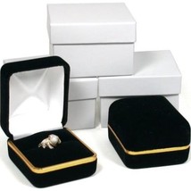 Black Velvet Ring Jewelry Gift Boxes with Brass Rim Showcase Display Kit 144 Pcs - £213.38 GBP